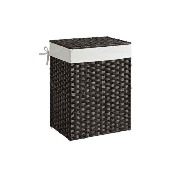 SONGMICS Handwoven Laundry Basket with Lid ULCB51BK