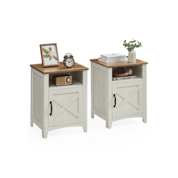 VASAGLE Farmhouse Nightstand with Barn Door ULET809K41