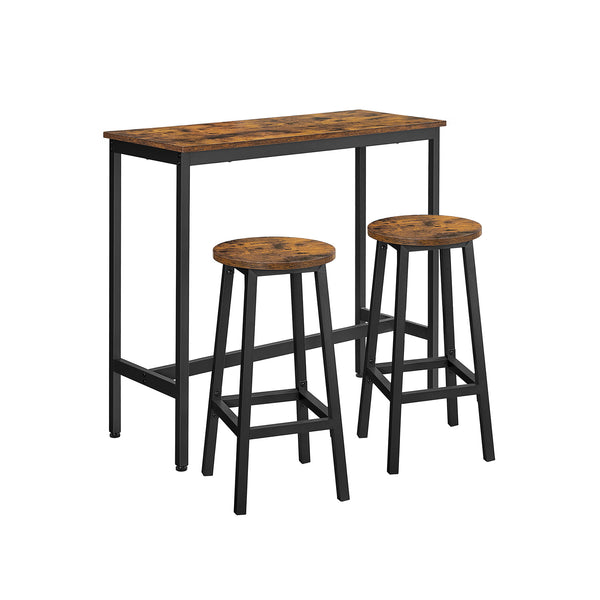 VASAGLE Kitchen Bar Table with Bar Stools Rustic ALBT219B01