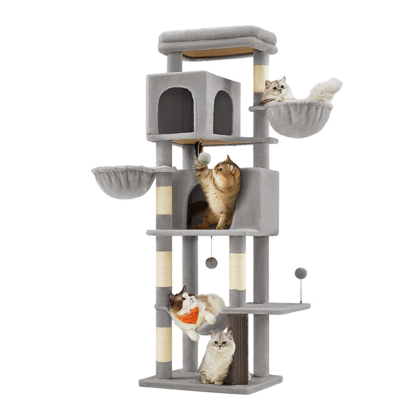 Feandrea 69-Inch Tall Cat Tower with 2 Caves APCT182G01