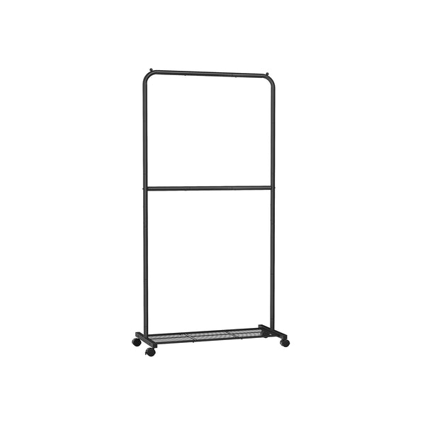 SONGMICS 36" Wide Double-Rod Garment Rack on Wheels UHSR027B01