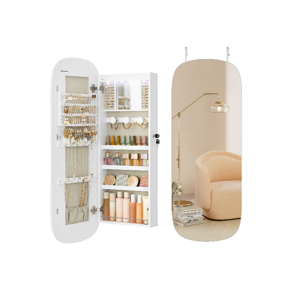 SONGMICS Wall Mounted Jewelry Organizer with Mirror UJJC026W01