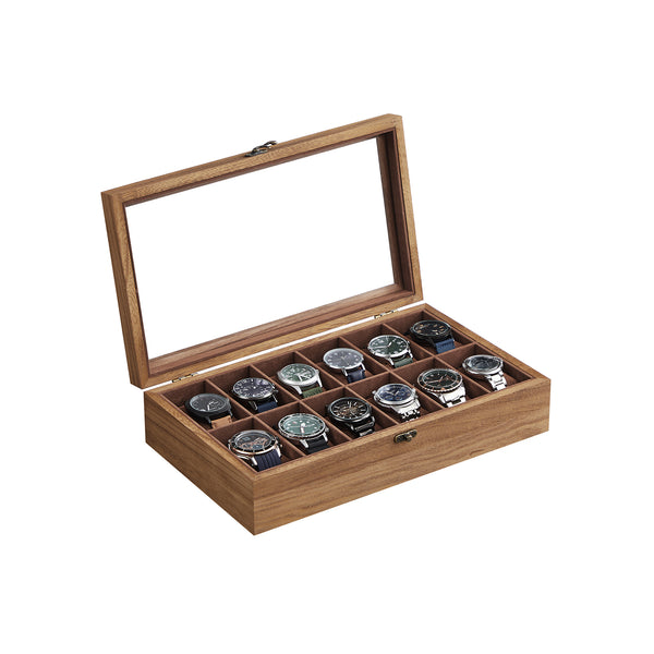 SONGMICS Wood Watch Box with Glass Lid UJOW120K01