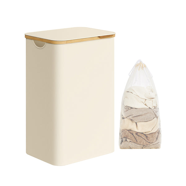 SONGMICS Laundry Hamper with Lid, Slim Laundry Basket ULCB509W01
