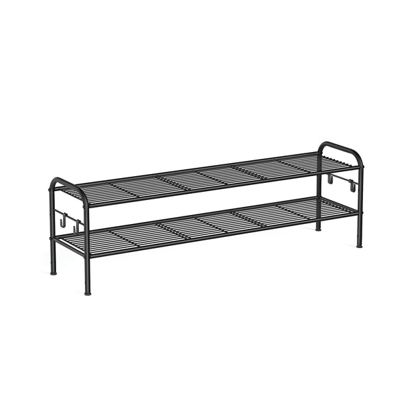 SONGMICS Wide Metal Shoe Rack with Hooks ULMR121B01