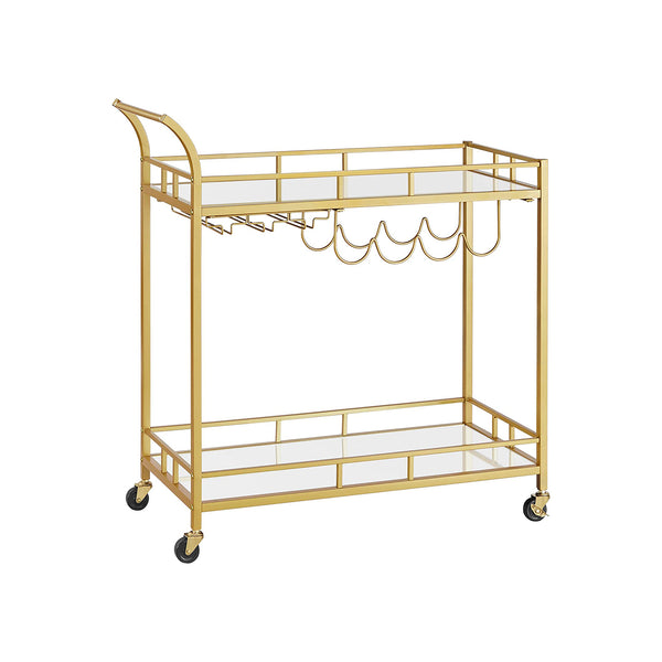VASAGLE Wine Cart with 2 Mirrored Shelves ULRC090A03