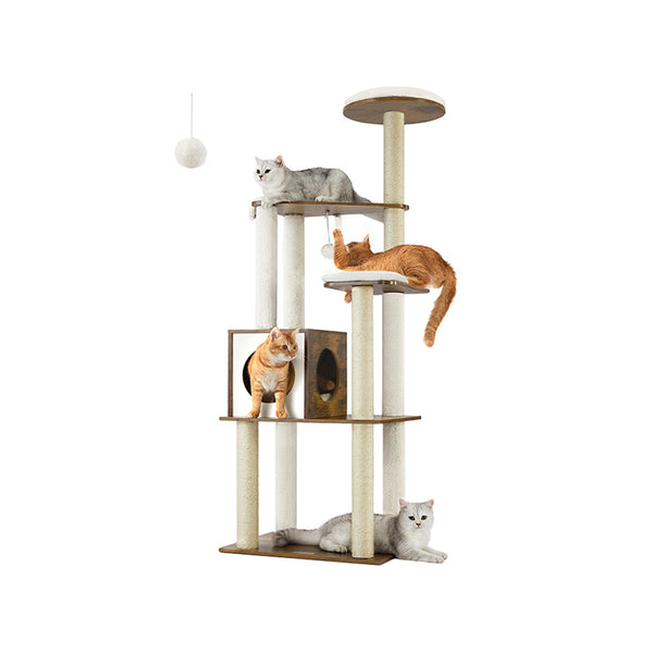 Feandrea WoodyWonders 65-Inch Multi-Level Cat Tree UPCT166X01